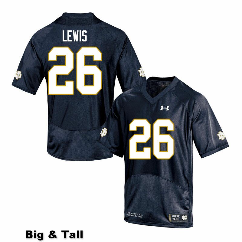 Men's NCAA Notre Dame Fighting Irish #26 Clarence Lewis Stitched College Under Armour Authentic Navy Big & Tall Football Jersey SN10D88MF